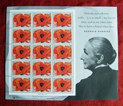 GEORGIA O’KEEFFE US Postage Sheet of 15 32 Cent Stamps Scott 3069