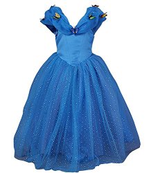 JerrisApparel 2015 New Cinderella Dress Princess Costume Butterfly Girl (8 Years, Blue)