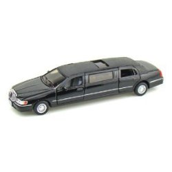 Kinsmart 1/38 Scale Diecast 1999 Lincoln Town Car Stretch Limousine in Color Black
