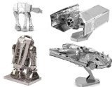 Metal Earth 3D Model Kits – Star Wars Set of 4 – Darth Vader’s TIE Fighter, R2-D2, AT-AT, Millenium Falcon