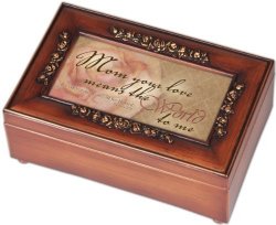 Mom Inspirational Decorative Woodgrain Rose Music Musical Jewelry Box Plays Amazing Grace