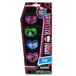 Monster High Rings set of 4 assorted.