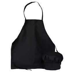 Obvious Chef – Child’s Chef Hat and Apron Set Kid’s Size (M 6-12 Year, Black)