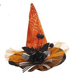 Orange Colored Miniature Witch’s Hat Dual Hair Clip Accessory – By Ganz