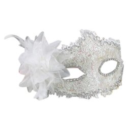 Outop White Lace with Rhinestone Liles Venetian Mask Masquerade Halloween Costume