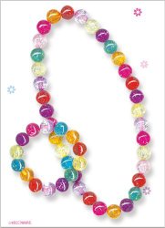 Pecoware / Stretchy Beaded Necklace & Bracelet Set, Bright Colors