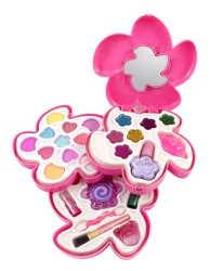 Petite Girls Flower Shaped Cosmetics Play Set – Fashion Makeup Kit for Kids
