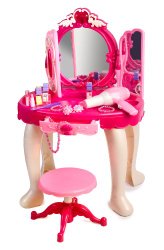 Pink Princess Make Up Vanity Table For Little Girls with Sound and Light