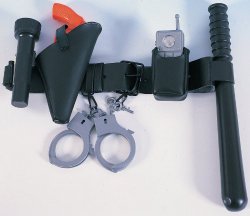 Police Officer’s Belt with Baton, Phone, Handcuff, Keys, Gun and Flashlight, size: Children
