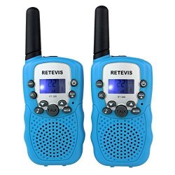 Retevis Kids Walkie Talkie RT-388 UHF 462.5625-467.7250MHz 22CH LCD Display Flashlight VOX Toy 2 Way Radio For Children (Blue, 1 Pair)