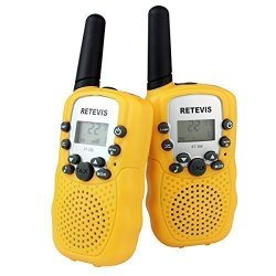 Retevis RT-388 Kids Walkie Talkie UHF 462.5625-467.7250MHz 22CH LCD Display Flashlight VOX Toy 2 Way Radio For Children (Yellow,1 Pair)