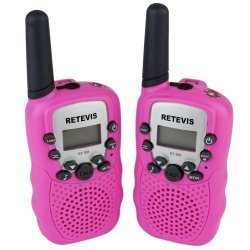 Retevis RT-388 Portable Kids Walkie Talkie 22 Channel FRS/GMRS LCD Display Flashlight VOX Toy2 Way Radio for Children (Pink, 1 Pair)