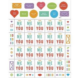 Sheet of 20 “From Me To You” Forever Stamps + 24 colorful self-adhesive personal message stickers & decals 2015 NEW RELEASE