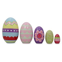 5″ Set of 5 Pysanky Ukrainian Easter Eggs Wooden Nesting Dolls