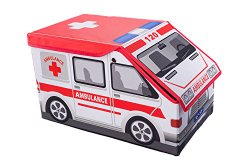 Ambulance Collapsible Toy Storage Box and Closet Organizer for Kids