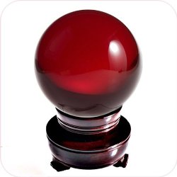 Amlong Crystal Red Crystal Ball 50mm (2 in.) Including Wooden Stand and Gift Package