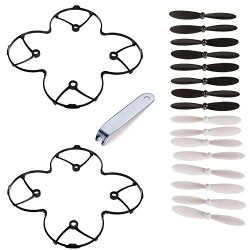 AVAWO Propeller Blades Props and Protection Guard Cover for Hubsan X4 H107L Quadcopter Black / White