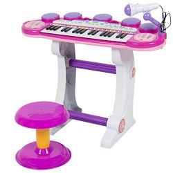 Best Choice Products Musical Kids Electronic Keyboard 37 Key Piano W/ Microphone, Synthesizer, Stool, Records and Playbacks Music Pink