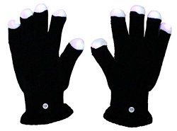 Black Knit Gloves LED Strobe Fingertips with 3 Colors for Light Shows, Raves, Concerts, Disco, Festival, Party Favors (1 Pair) by Super Z Outlet®