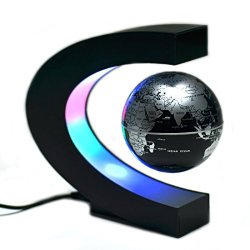 C Shape Magnetic Levitation Floating 3 Inches Globe World Map with LED Light