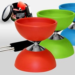 Diabolo + Aluminum Sticks + FREE online Video, all in a Tin Can – “The Ulitmate Diabolo Set” (Red)