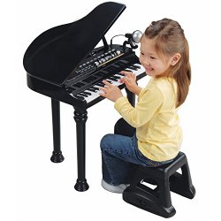 Electronic Grand Piano with Detachable Microphone and Electronically Tuned Keys