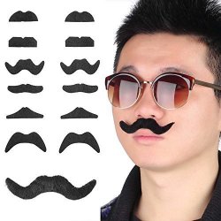 Fake Self-Adhesive Stick-On Mustache Disguise Novelty Toys Set for Birthday, Costume Party, Event Supplies, Favors (48 Pack)