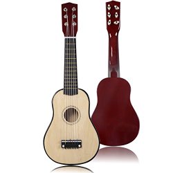 Kseven 21″ Beginners Kids Acoustic Guitar 6 String with Pick, Children Kids toddlers Gift, Practice Kindergarten Toy, Mini Music Musical Instrument, Wood Color