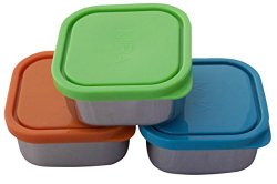MIRA Set of 3 square Stainless Steel Lunch Box and Food Storage Snack Container