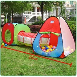 Roadacc (TM) One Square Cubby-One Triangle Cubby-One Tunnel 3 in 1 Children’s Playground. Play Tent House and Tube for Kids Great for Fun Indoor and Outdoor