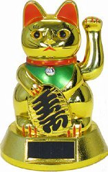 Solar Powered White Chinese Lucky Fortune Cat