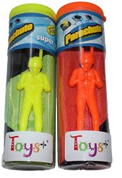 Toy Skydiver Parachute Men 2 Piece Set- Tangle Free (Colors and Styles May Vary)