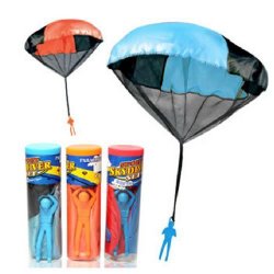 Toy Skydiver Parachute Men 3 Piece Set- Tangle Free (Colors and Styles May Vary)