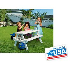 White foldable Children’s Picnic Table 600 lbs plastic compact durable