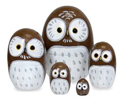 Wood Nesting Doll – Owl (Brown)