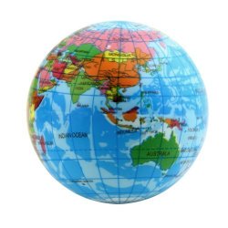World Map Foam Earth Globe Stress Relief Bouncy Ball Atlas Geography Toy, 2.36 Inch