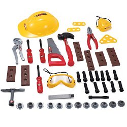 52 Pcs Construction Hard Hat with Pretend Play Tools and Accessories Set