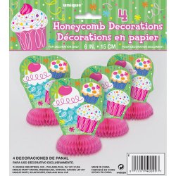 6″ Mini Honeycomb Cupcake Party Decorations, 4ct