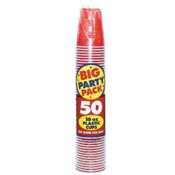 Apple Red Big Party Pack – 16 oz. Plastic Cups – Set of 50 Cups