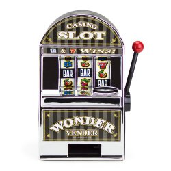 Bars and Sevens Slot Machine Bank with Spinning Reels