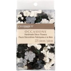 Celebrate It Handmade Paper Flower Confetti 225/Pkg-Black, White & Gray Mix