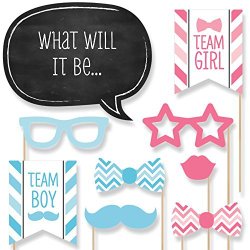 Chevron Baby Gender Reveal – Photo Booth Props Kit – 20 Count