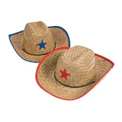 Childs Straw Cowboy Hat With Plastic Star (6 Pack) – BULK