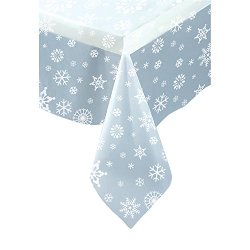 Clear Snowflake Plastic Tablecloth, 84″ x 54″