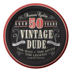Creative Converting 8 Count Vintage Dude 50th Birthday Round Dessert Plates