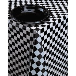 Creative Converting Plastic Banquet Table Cover, Black Check