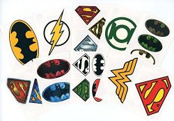 DC Comics Logo Temporary Tattoos (Set of 10 Sheets)(Includes Superman Wonder Woman, Batman, Green Lantern, and The Flash)