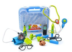 Durable Kids Doctor Kit with Electronic Stethoscope and 12 Medical Doctor’s Equipment, Packed in a Sturdy Gift Case