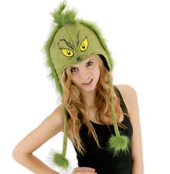 elope Grinch Hoodie Hat, Green, One Size