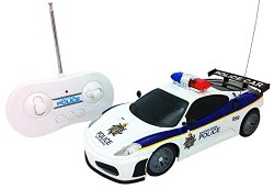 Justice Team Police RC Police Car 1:20 Scale Full Function Remote Control – Flashing Lights + Siren Sounds + Light Up Wheels